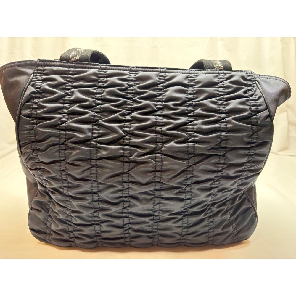 Coach Court Tote Black Ruched Quilted Nylon Pebble Leather Gold Hardware Bag - Picture 9 of 16